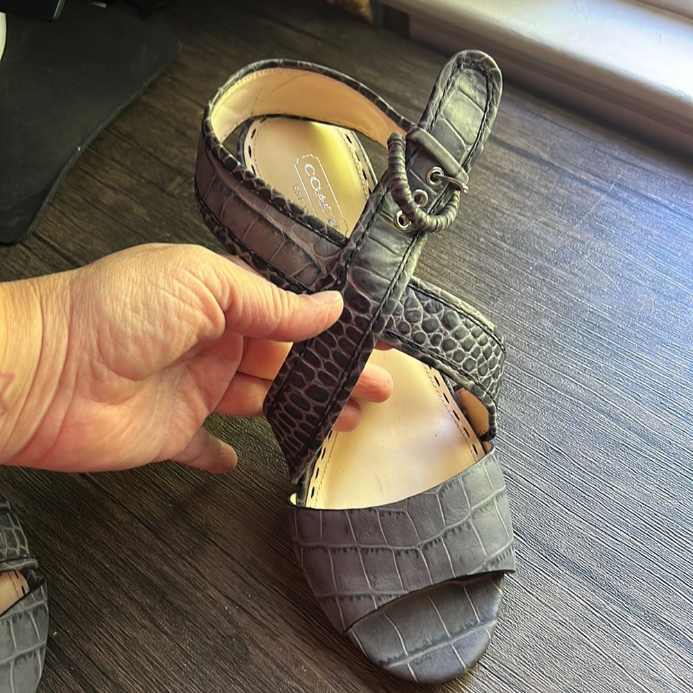 Coach leather embossed sandals